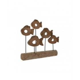 Statua Decorativa Home ESPRIT Nero Naturale Pesci 61,5 x 10 x 53,5 cm