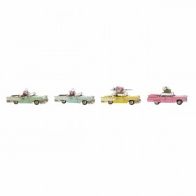 Statua Decorativa DKD Home Decor Giallo Azzurro Verde Rosa Macchina Vintage 25,8 x 10,5 x 9,5 cm (4 Unità) (4 Pezzi)