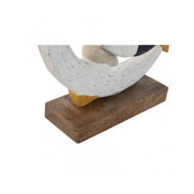 Statua Decorativa Home ESPRIT Bianco Naturale Blu Marino 34 x 9 x 45 cm