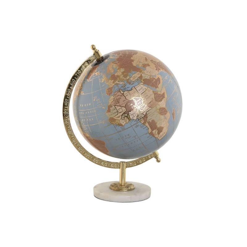 Statua Decorativa Home ESPRIT Azzurro Dorato Moderno 22 x 20 x 30 cm Mappamondo