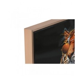 Quadro Home ESPRIT Nero Turchese Tigre Laccato 60 x 3,5 x 60 cm (2 Unità)