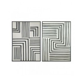 Quadro Home ESPRIT Bianco Nero Città (2 Unità)