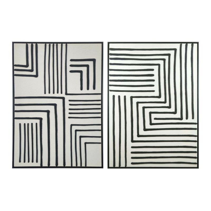 Quadro Home ESPRIT Bianco Nero Città (2 Unità)