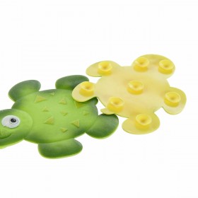 Tappeto da bagno DKD Home Decor 11,5 x 1 x 10 cm Verde Giallo Per bambini Tartaruga PVC 10 cm (2 Unità)