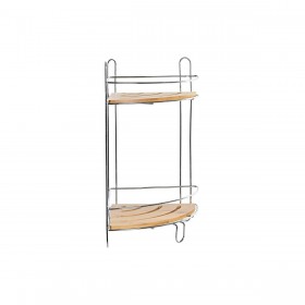 Scaffale ad Angolo DKD Home Decor Naturale Bambù Metallo cromato inossidabile 2 Mensole 19,5 x 19,5 x 36,5 cm