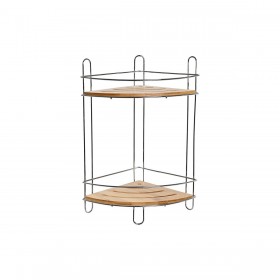Scaffale ad Angolo DKD Home Decor Naturale Bambù Metallo cromato inossidabile 2 Mensole 19,5 x 19,5 x 36,5 cm