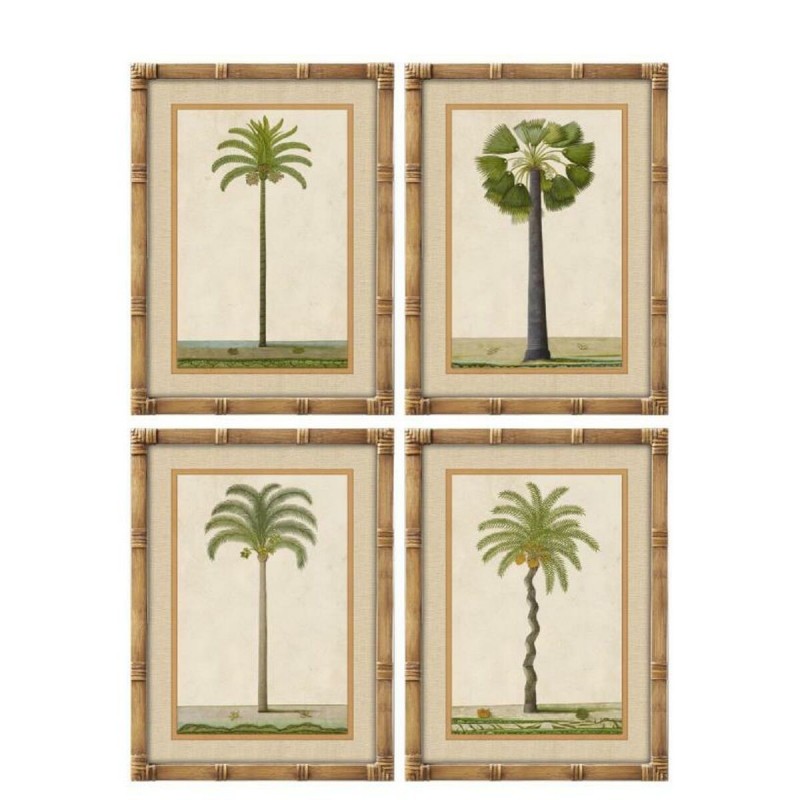 Quadro Home ESPRIT Verde Naturale Palme Tropicale 45 x 2,5 x 60 cm (4 Unità)