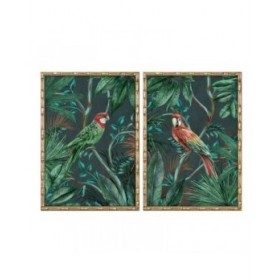 Quadro Home ESPRIT Verde Pappagallo Tropicale 50 x 2,8 x 70 cm (2 Unità)
