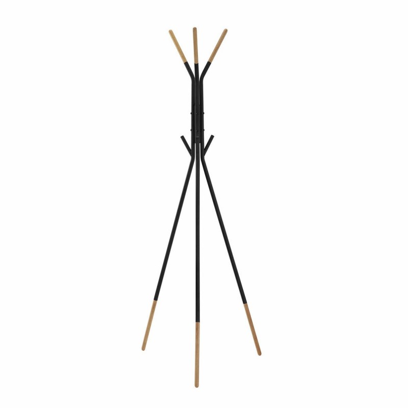 Attaccapanni da Terra DKD Home Decor Nero Naturale Acciaio Plastica Loft 65 x 65 x 179 cm