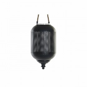 Portacandele DKD Home Decor S3026342 Cristallo Nero Metallo Corda (22 x 22 x 43 cm)