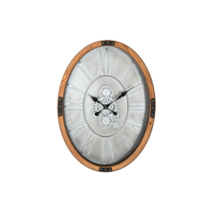 Orologio da Parete Home ESPRIT Argentato Naturale Metallo Cristallo Legno di pino 50 x 8 x 68 cm