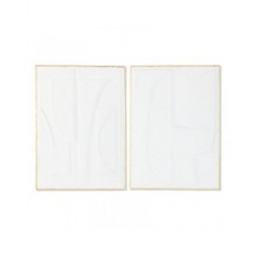 Decorazione da Parete Home ESPRIT Bianco Dorato Astratto 72,7 x 2,5 x 100,5 cm (2 Unità)