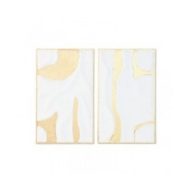 Decorazione da Parete Home ESPRIT Bianco Dorato Moderno 48 x 2,5 x 80,5 cm (2 Unità)