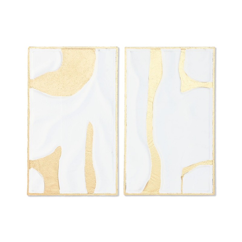 Decorazione da Parete Home ESPRIT Bianco Dorato Moderno 48 x 2,5 x 80,5 cm (2 Unità)