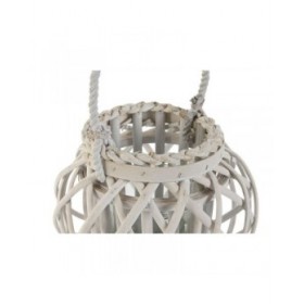Portacandele Home ESPRIT Bianco vimini Cristallo 23 x 23 x 18 cm