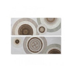 Quadro Home ESPRIT Bianco Beige Cerchi Scandinavo 150 x 3 x 50 cm (2 Unità)
