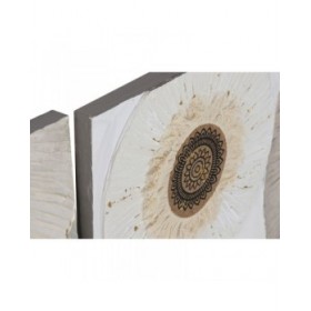 Quadro Home ESPRIT Bianco Beige Cerchi Scandinavo 150 x 3 x 50 cm (2 Unità)