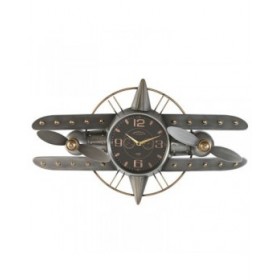 Orologio da Parete Home ESPRIT Dorato Argentato Metallo Aereo Vintage 77,5 x 15 x 46 cm