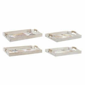 Set di Vassoi DKD Home Decor Bianco Nero Dorato Legno MDF Moderno Vaso 40 x 30 x 6 cm (2 Unità) (12 Unità)