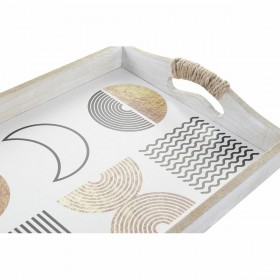 Set di Vassoi DKD Home Decor Bianco Nero Dorato Legno MDF 40 x 30 x 6 cm (2 Unità) (12 Unità)