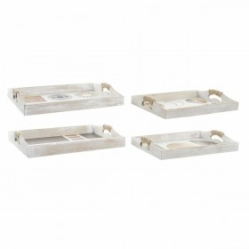 Set di Vassoi DKD Home Decor Bianco Nero Dorato Legno MDF 40 x 30 x 6 cm (2 Unità) (12 Unità)