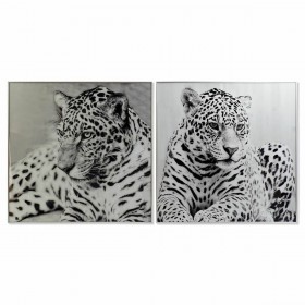 Quadro DKD Home Decor 100 x 2,5 x 100 cm Leopardo Coloniale (2 Unità)