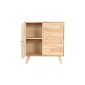 Credenza Home ESPRIT Naturale Metallo Rattan Legno d'albero della gomma 73,5 x 35 x 78 cm