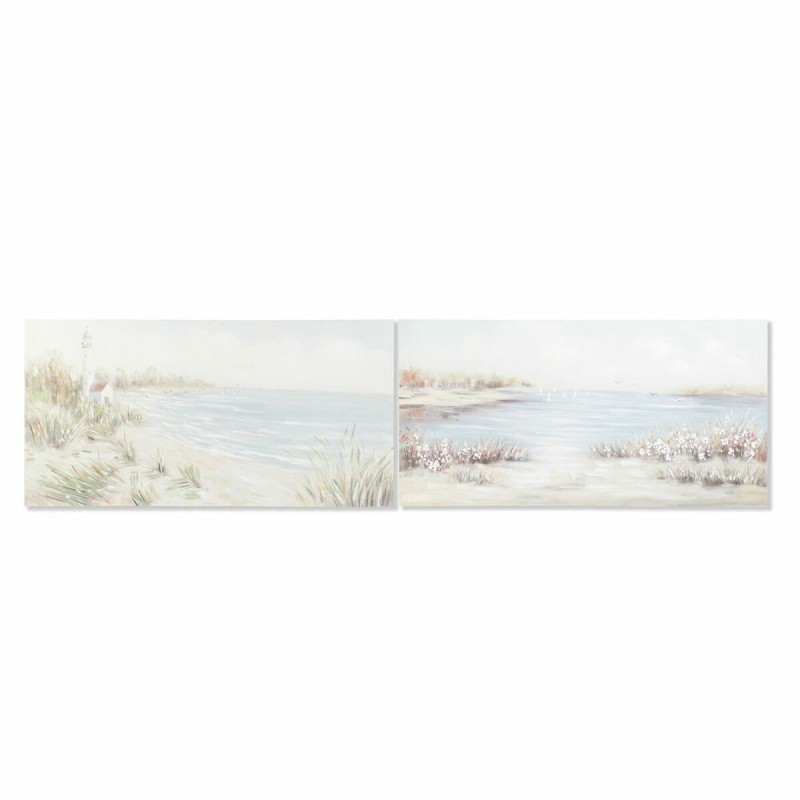 Quadro DKD Home Decor 140 x 3,7 x 70 cm Spiaggia Mediterraneo (2 Unità)