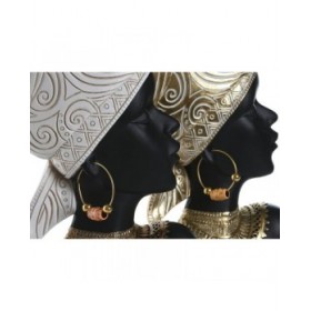 Statua Decorativa Home ESPRIT Bianco Nero Dorato Africana 22 x 11 x 37 cm (2 Unità)