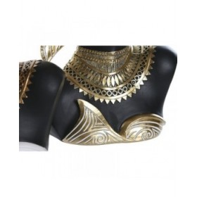 Statua Decorativa Home ESPRIT Bianco Nero Dorato Africana 22 x 11 x 37 cm (2 Unità)