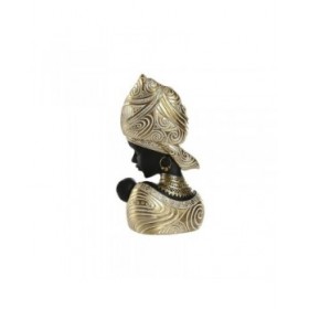Statua Decorativa Home ESPRIT Bianco Nero Dorato Africana 15 x 9 x 25 cm (2 Unità)