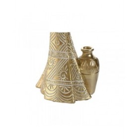 Statua Decorativa Home ESPRIT Bianco Nero Dorato Africana 9,5 x 7,5 x 31 cm (2 Unità)
