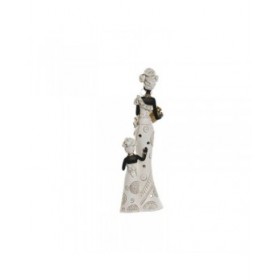 Statua Decorativa Home ESPRIT Bianco Nero Dorato Africana 10 x 7 x 31 cm (2 Unità)