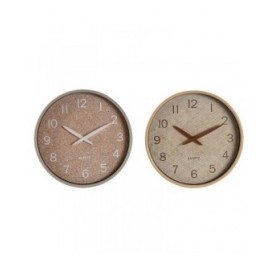 Orologio da Parete Home ESPRIT Marrone Naturale PVC Legno 30 x 4,7 x 30 cm (2 Unità)