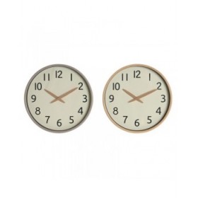 Orologio da Parete Home ESPRIT Beige Naturale PVC Legno 30 x 4,7 x 30 cm (2 Unità)