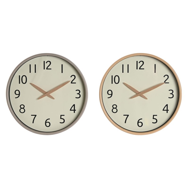 Orologio da Parete Home ESPRIT Beige Naturale PVC Legno 30 x 4,7 x 30 cm (2 Unità)