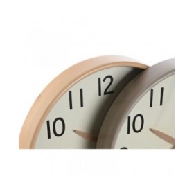 Orologio da Parete Home ESPRIT Beige Naturale PVC Legno 30 x 4,7 x 30 cm (2 Unità)
