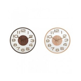 Orologio da Parete Home ESPRIT Marrone Naturale PVC Legno 30 x 4,7 x 30 cm (2 Unità)