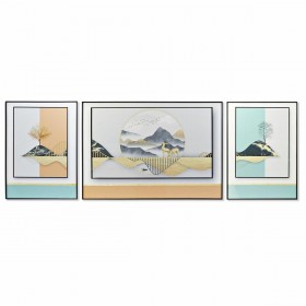 Set di 3 quadri DKD Home Decor Montagna Moderno (200 x 3 x 70 cm)