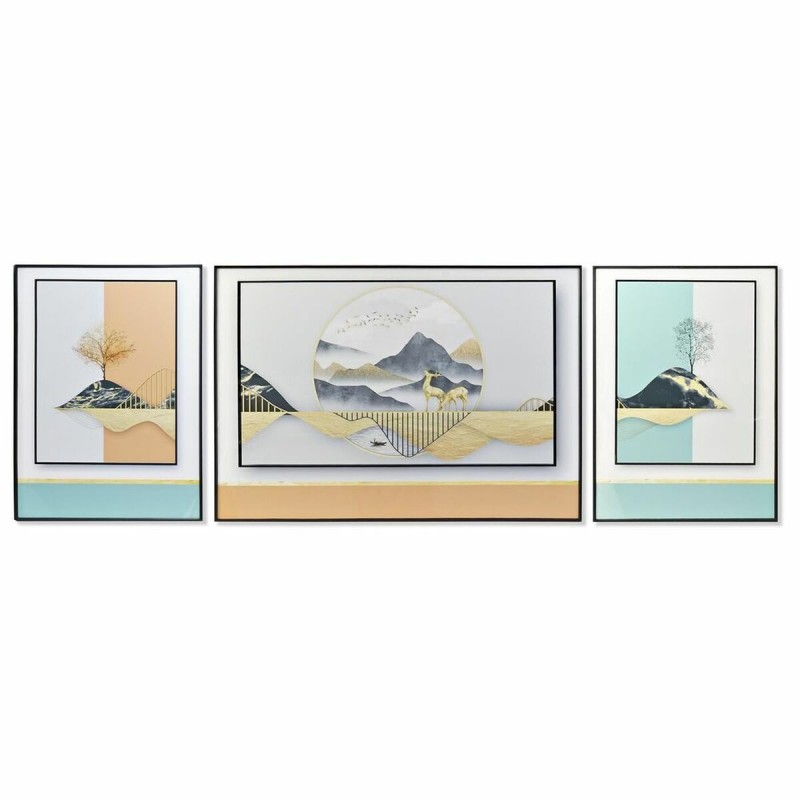 Set di 3 quadri DKD Home Decor Montagna Moderno (200 x 3 x 70 cm)