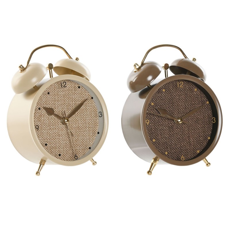 Orologio da Tavolo Home ESPRIT Marrone Beige (2 Unità)