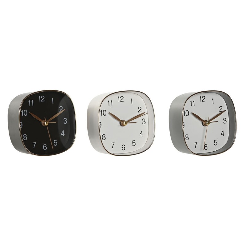 Orologio da Tavolo Home ESPRIT Bianco Nero Grigio Dorato Moderno (3 Unità)
