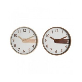 Orologio da Parete Home ESPRIT Marrone Naturale PVC Legno 30 x 4,7 x 30 cm (2 Unità)