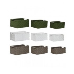 Set di Cestini Home ESPRIT Verde Grigio Crema Metallo polipropilene (3 Pezzi) (3 Unità)