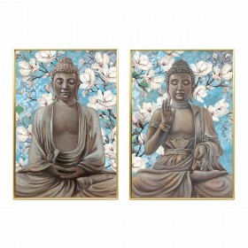 Quadro DKD Home Decor 51,5 x 3,5 x 71,5 cm Buddha Orientale (2 Unità)