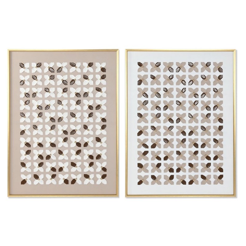 Quadro Home ESPRIT Bianco Beige Dorato Moderno Città 90 x 3,5 x 120 cm (2 Unità)