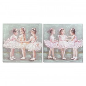 Quadro DKD Home Decor 80 x 3 x 80 cm Ballerina Classica Tradizionale (2 Unità)