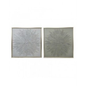Quadro Home ESPRIT Bianco Beige Astratto Moderno 100 x 3,5 x 100 cm (2 Unità)