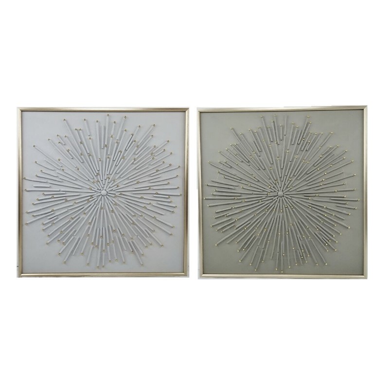 Quadro Home ESPRIT Bianco Beige Astratto Moderno 100 x 3,5 x 100 cm (2 Unità)