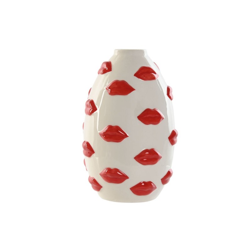 Vaso Home ESPRIT Bianco Rosso Dolomite 15 x 15 x 22,5 cm